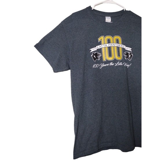 Gildan Mens 1919 Latta Panthers Logo T-Shirt Gray Short Sleeve Size L - Picture 4 of 7